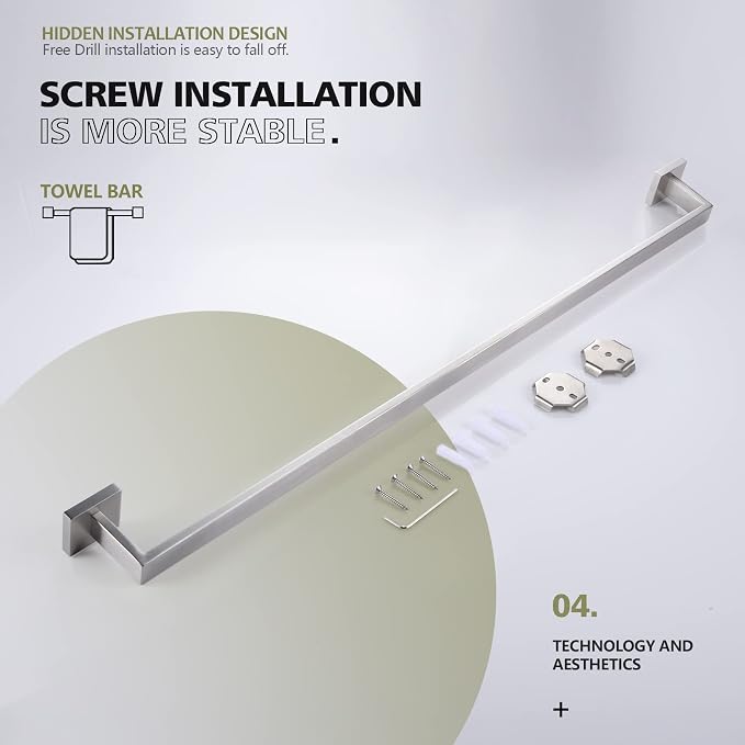 KOKOSIRI 36-Inch Single Towel Bar, Bathroom Kitchen Towel Holder, Wall Mounted - Image 7