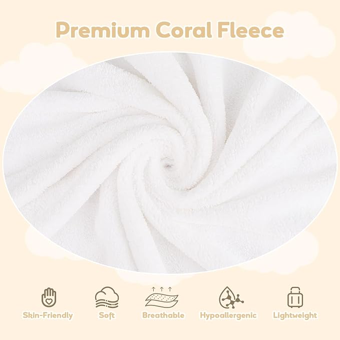 Hooded Towel for Newborn, 4 Pack Soft Coral Fleece Baby Towels, Ultra Absorbent - Image 2