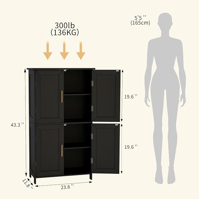 Bathroom Storage Floor Cabinet Freestanding Organizer - Image 2