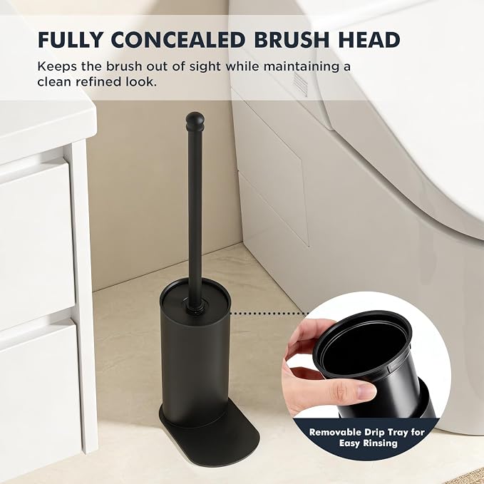 Toilet Brush and Holder Set, Stainless Steel Toilet Bowl Brush - Image 7