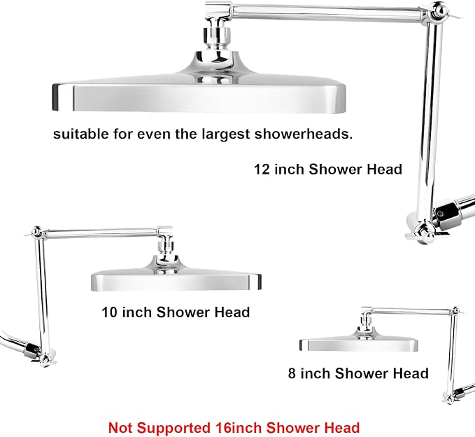Shower Head Extension Arm, 16 Inch Solid Brass Adjustable Extender - Image 8