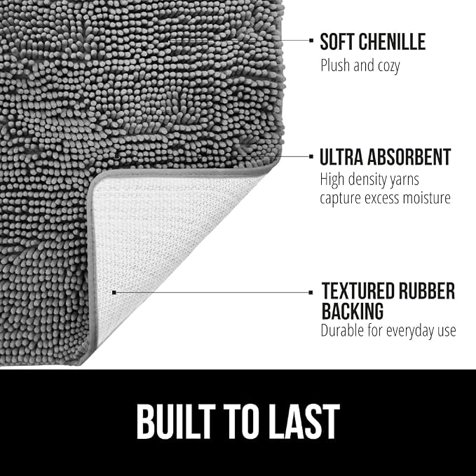 GORILLA GRIP Bath Rug Mat 36x24, Thick Soft Absorbent Chenille, Quick Dry - Image 2