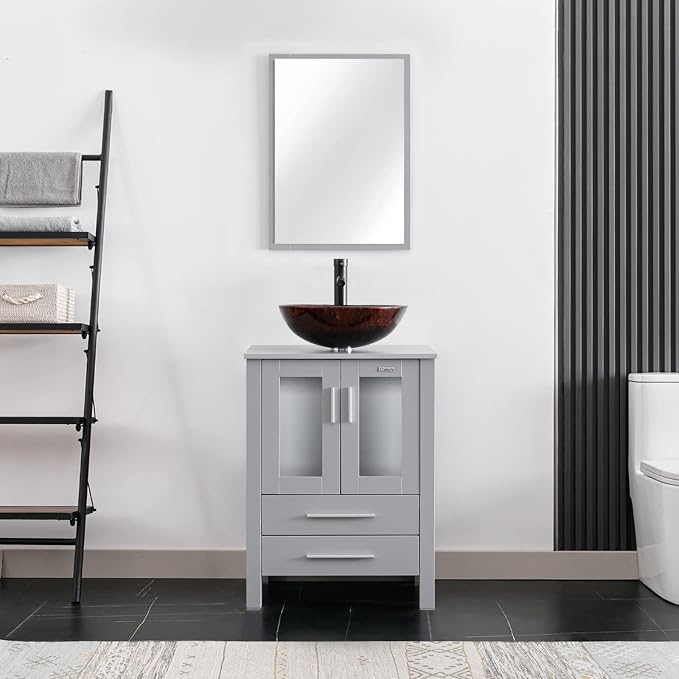eclife 24" Modern Bathroom Vanity Sink Combo Freestanding Cabinet - Image 2