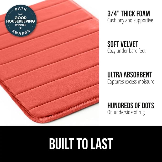GORILLA GRIP Memory Foam Bath Mat, Soft Absorbent US Designed Bathroom Rug - Image 3
