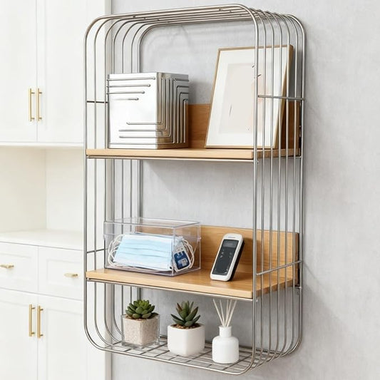 Multifunction Floating Wall Shelves, Minimalist Bathroom Shelves, Square Metal by Unknown