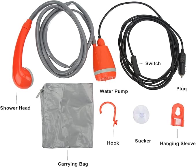 Portable Pump Shower Head, 12V Outdoor Shower - Image 3