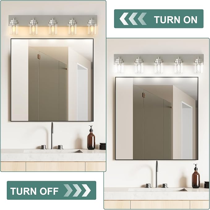 IZORRO Bathroom Vanity Light Fixture, 5-Light 36 Inch Brushed Nickel Bathroom - Image 6