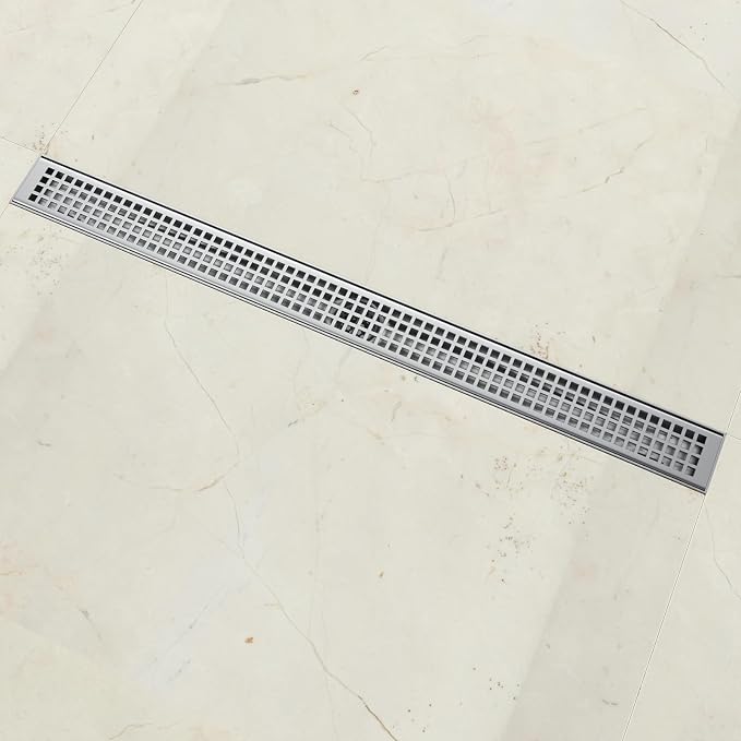 32 Inch Rectangular Shower Floor Drain, Brushed Nickel High Flow Shower Drain - Image 2