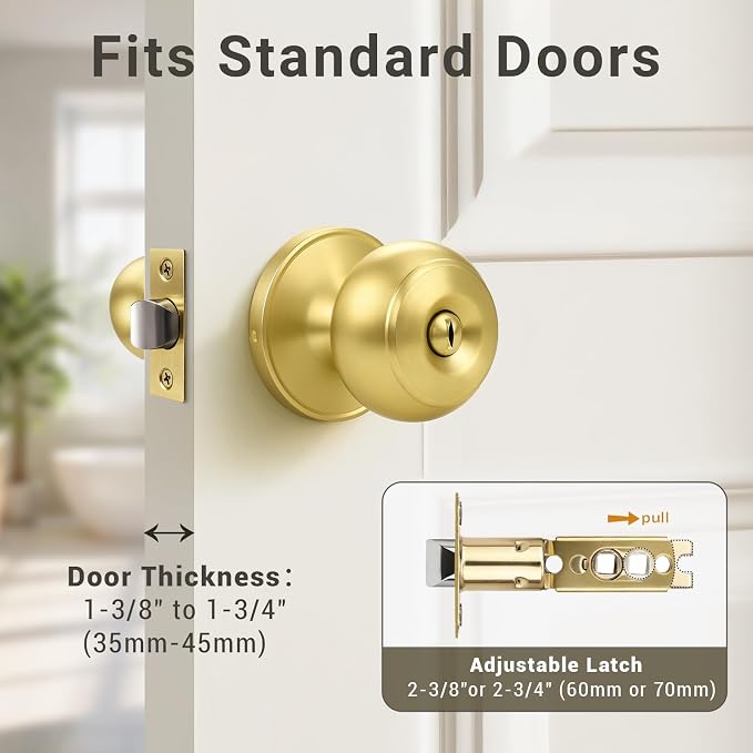KNOBWELL 6 Pack Privacy Door Knob - Image 5
