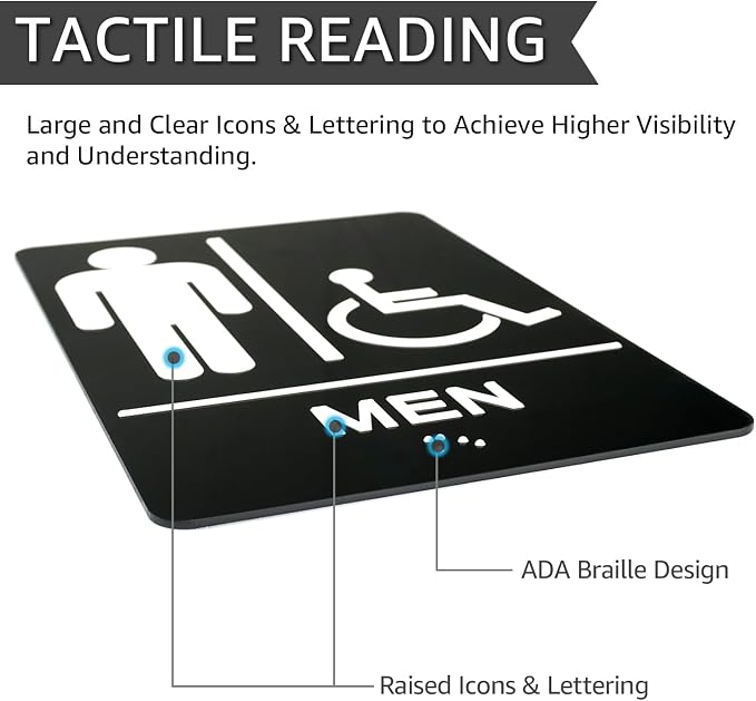 GicnKeuz ADA Braille Man and Women Bathroom Signs, 9 x 6 Inches Restroom Signs - Image 4
