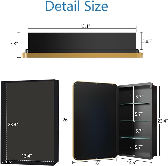 Bathroom Medicine Cabinet, Recessed & Surface Wall Cabinet - Image 2