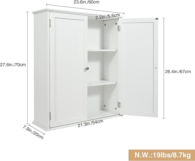 Wall Mount Bathroom Storage Cabinet, Wall Cabinet - Image 3