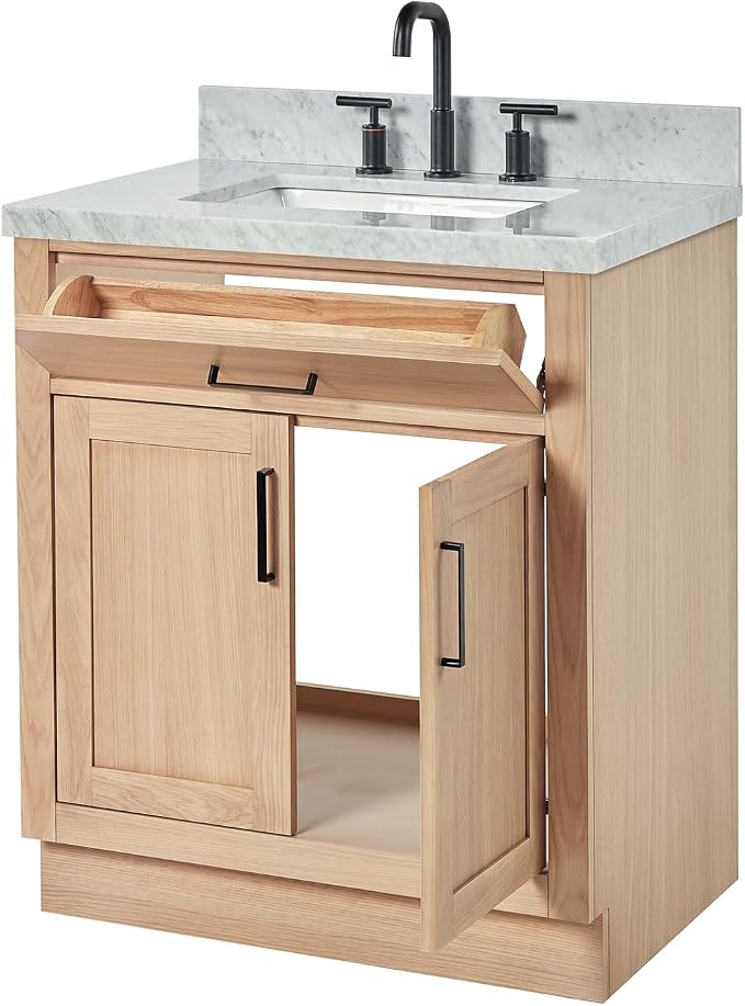 ARIEL Hepburn 31" Inch Oak Single Bathroom Vanity - Image 6