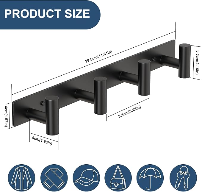 HUFEEOH Coat Rack Wall Mount, Heavy Duty Wall Hooks Towel Hooks - Image 2