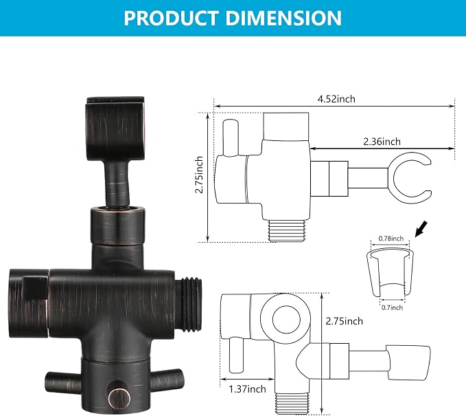 PDPBath Solid Brass 3 Way Shower Arm Diverter Valve - Image 5
