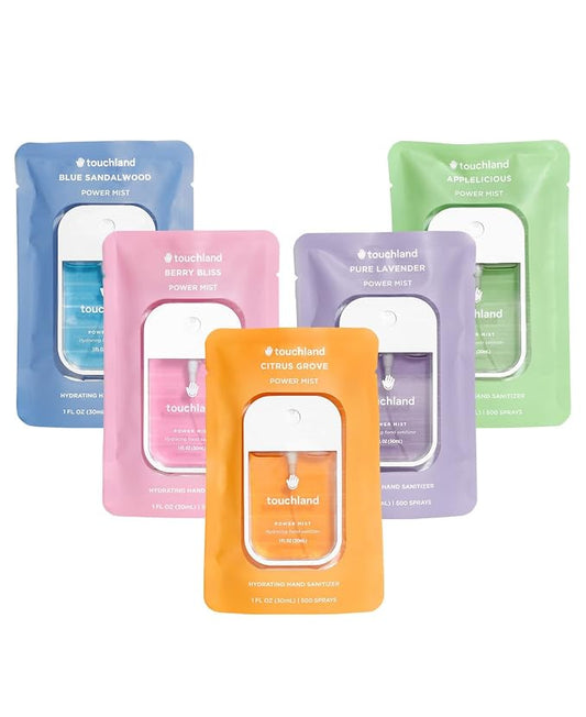 Touchland Hydrating Hand Sanitizer Spray, TOP 5 Set, 1 FL. OZ. Travel Size by Touchland