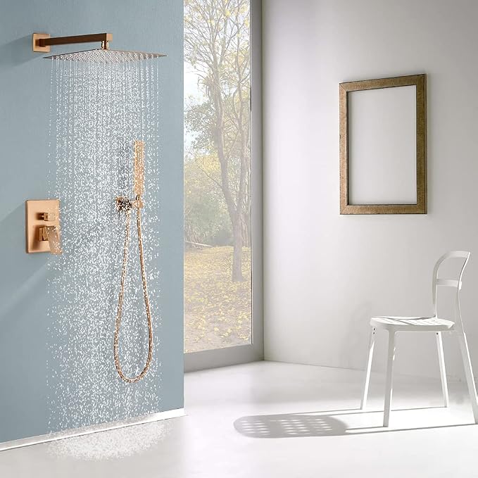 Iriber Brushed Rose Gold Rain Shower System - Image 2