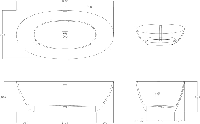 Stone Resin Freestanding Bathtub 71", Elegant Oval Shape Soaking Tub, Solid - Image 6