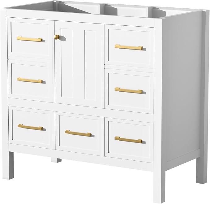 36 Inch White Bathroom Vanity Without Sink Top, Freestanding Bathroom Vanity by THINK30