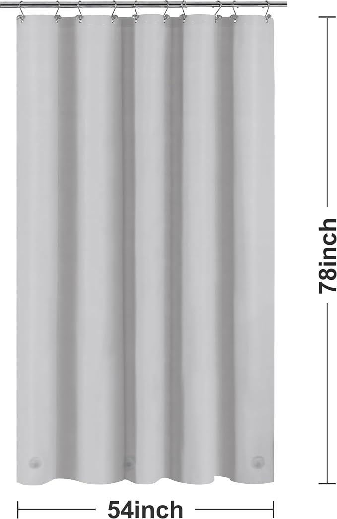 Barossa Design 54W x 78H Stall Shower Curtain Liner Silver Gray - Image 6