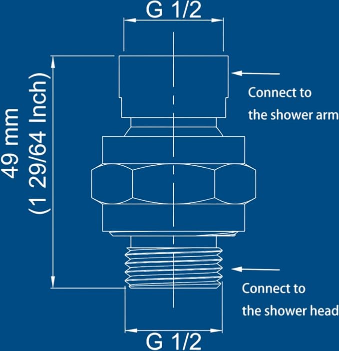 Shower Connector Ball Joint Shower Head Swivel Ball Adapter Brass Adjustable - Image 7