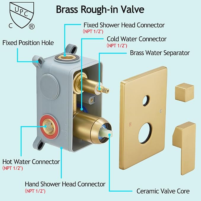 Shower Faucet Set Complete, Wall Mount Shower System - Image 5