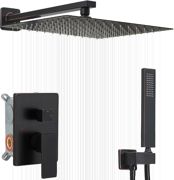 Shower Faucet Set 16 Inch Wall Mount Rain Shower System, All Metal Shower by YCAIKOI