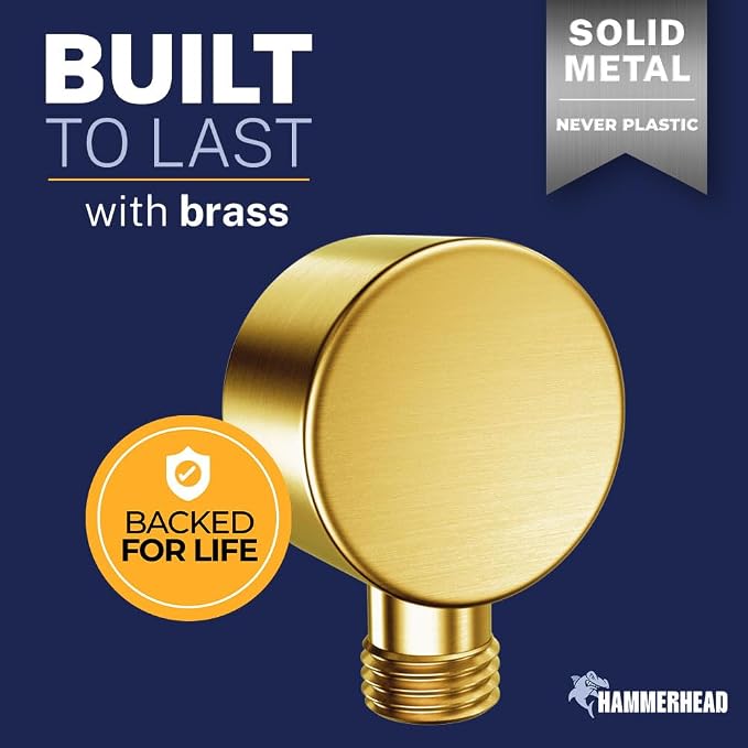HammerHead Showers Solid Metal Drop Ell Wall Mount Elbow, 1/2" Shower Hose - Image 2