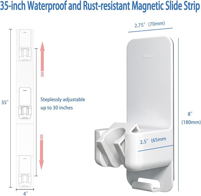 Modular Magnetic Handheld Shower Holder, 5-Section Customizable Sliding Rail - Image 3