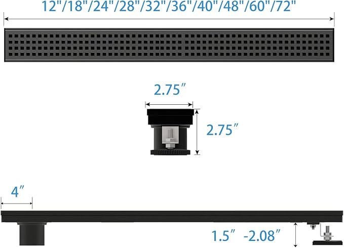 Offset Linear Shower Drain, Matte Black Shower Drain 32 inch - Image 5