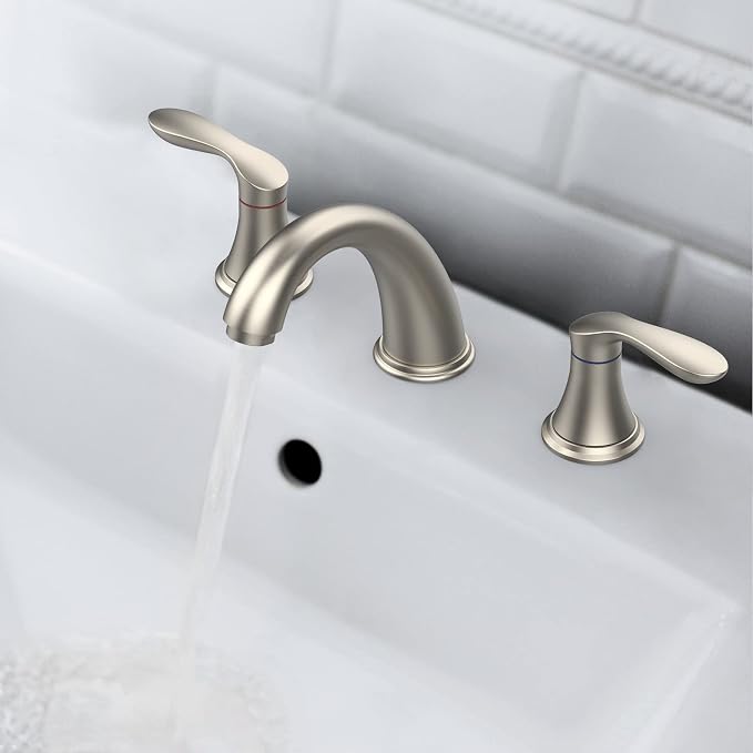 Bathroom Sink Faucet, Faucet for Bathroom Sink, Widespread Brushed Nickel - Image 3