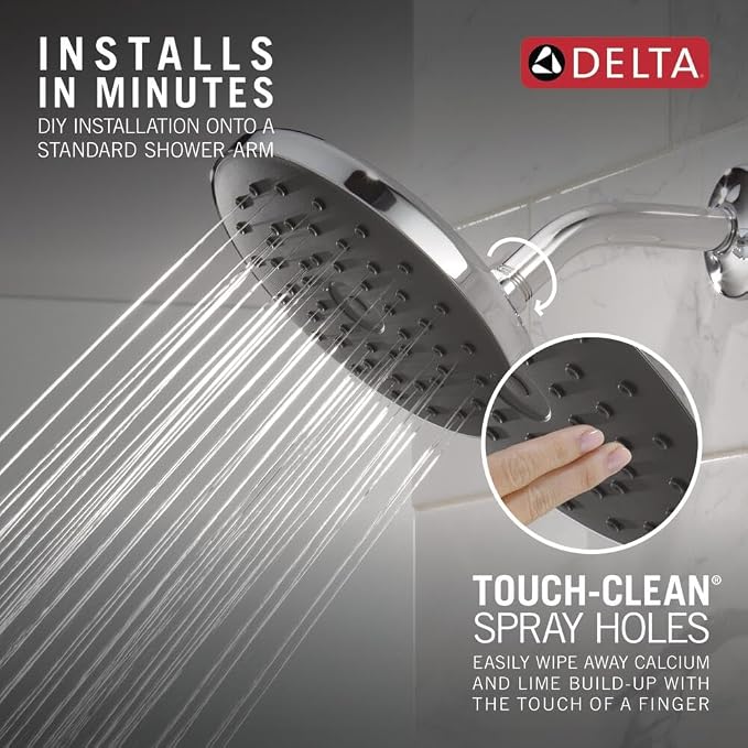Delta PivotPro Chrome Rain Showerhead, Single Setting 7 Inch Round Shower Head - Image 3