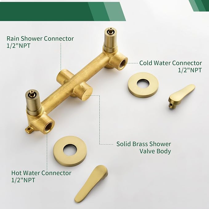 2 Handle Shower Faucet Shower System Complete 2 in 1 Shower Combo Set - Image 4