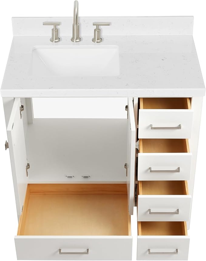 ARIEL Cambridge 36 Inch White Bathroom Vanity - Image 4