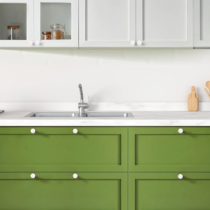 Ravinte 20 Pack Cabinet Knobs White Kitchen Cabinet Knobs Round Dresser Drawer - Image 6