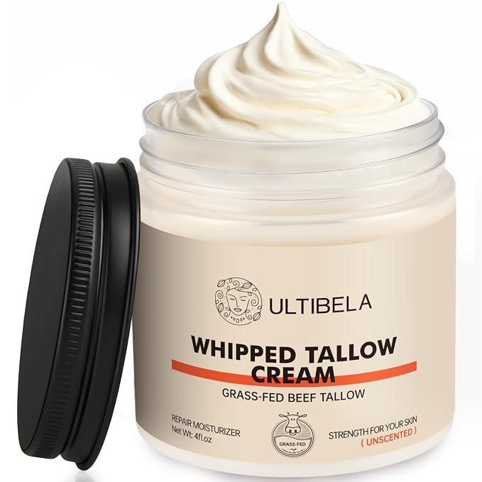 Beef Tallow for Skin, 100% Grass-Fed Whipped Tallow and Honey Balm for Body ＆ by ULTIBELA
