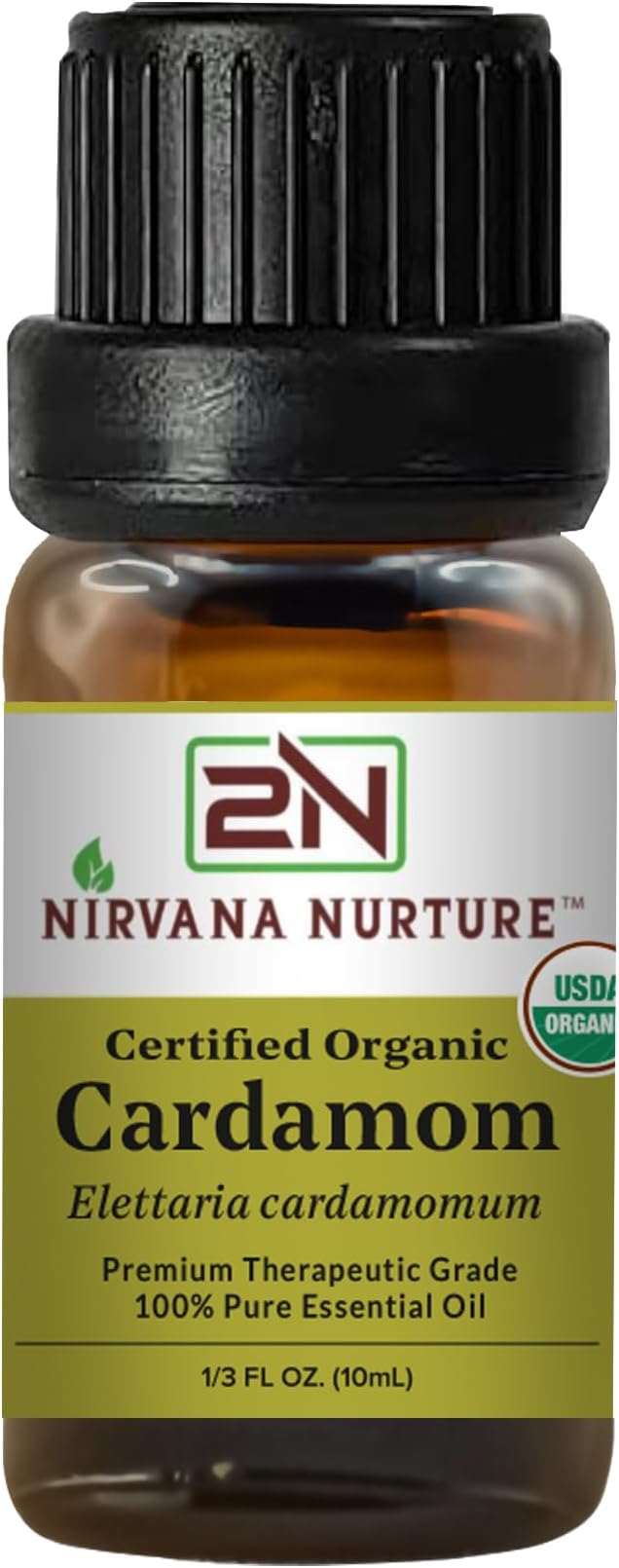 Cardamom Essential Oil USDA Certified Organic, 100% Pure Natural Premium Grade by NirvanaNurture