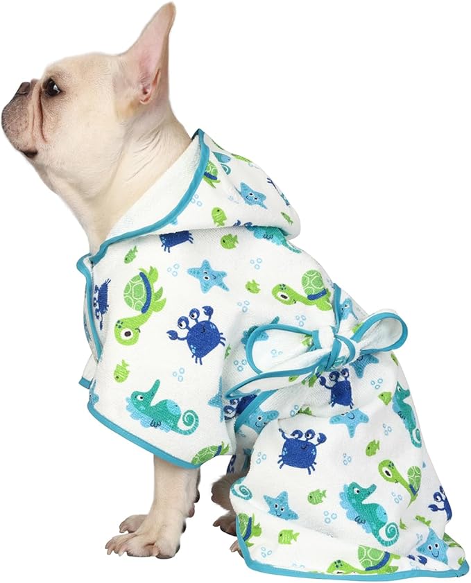 HDE Dog Bathrobe Super Absorbent Quick Drying Puppy Towel Wrap Coat Adjustable by HDE