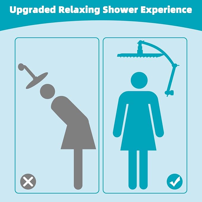 Hibbent Rain Shower Head, Brass Adjustable Shower Arm Extender, Waterfall fixed - Image 6