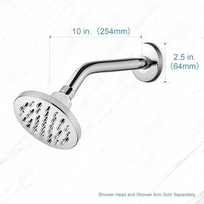 OFFO Shower Arm with Flange, 10 in Wall Mount Replacement Angle Shower Head Arm - Image 5