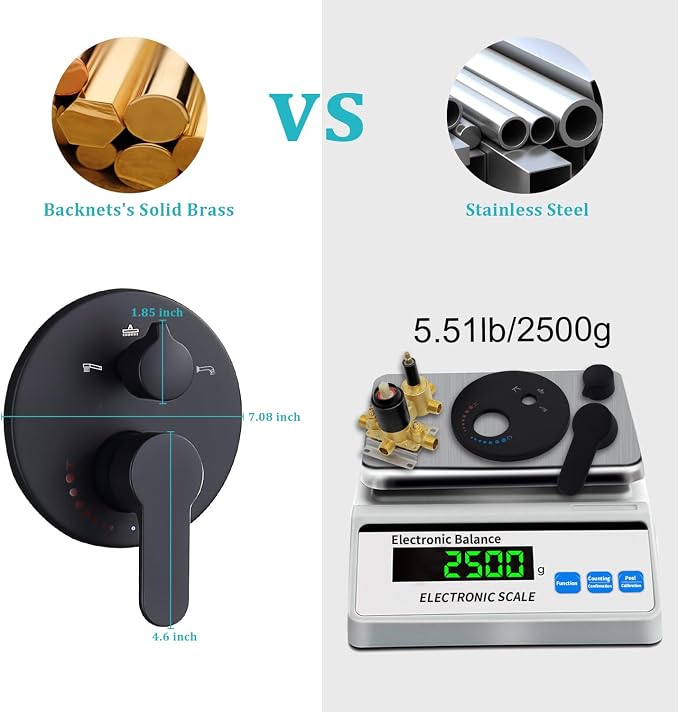 3 Way Shower Diverter Valve Wall Mount Pressure Balancing Shower Diverter - Image 5