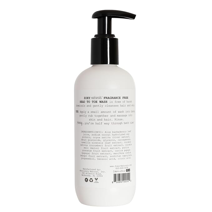 Absolutely Natural Zoey Naturals Fragrance-Free Head to Toe Baby & Toddler Wash - Image 9