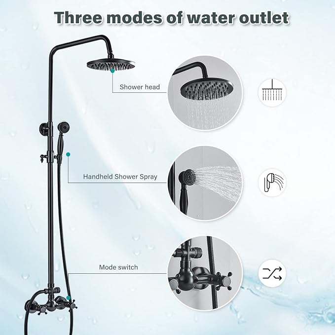 NeierThodore Luxury ORB Bathroom Shower Faucet Dual Handles Wall-Mounted Shower - Image 2