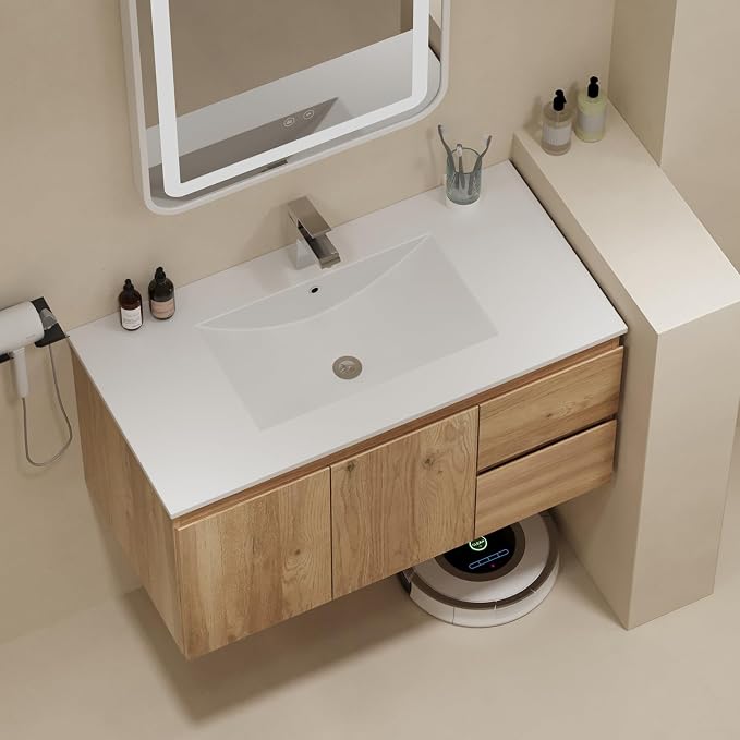 Floating Bathroom Vanity with Sink Wall Mounted Cabinet with 2 Soft-Close - Image 7