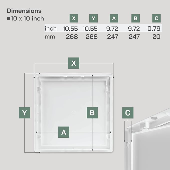 Vent Systems White ABS Plastic Access Panel 10 x 10 Inch - Image 2