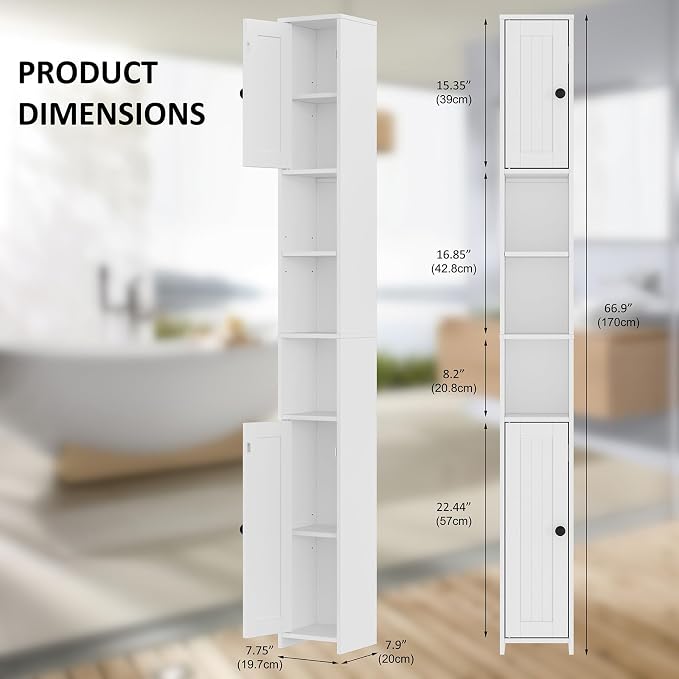 RRX Tall Slim Bathroom Storage Cabinet - Image 4