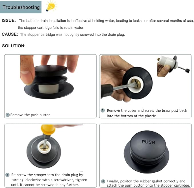 Tip-Toe Bathtub Drain Kit with Two-Hole Overflow Plate, Universal Fine/Coarse - Image 7
