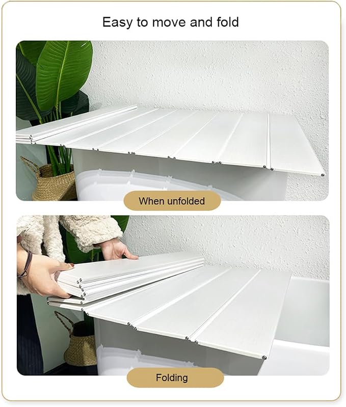 Adjustable Foldable Dust-Proof Bathtub Cover White, Waterproof Shutter Bathtub - Image 7