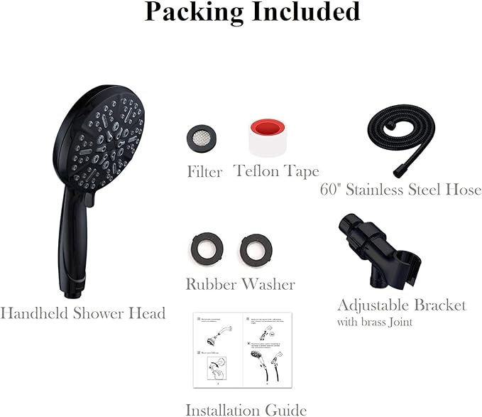 Matt Black Shower Head with Handheld Spray High Pressure-Multifunction Strong - Image 6