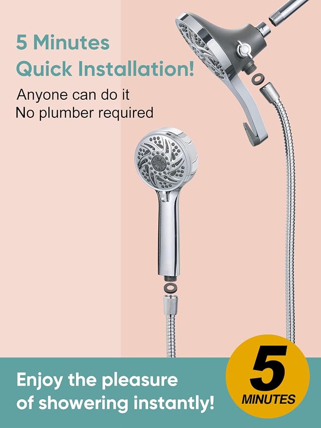 Cobbe High Pressure 3-Way Shower Head Combo, Hand Held Shower & Rain Shower - Image 8